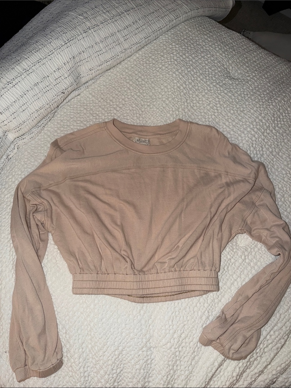 l*space Blush Taupe Cropped Crew Sweatshirt